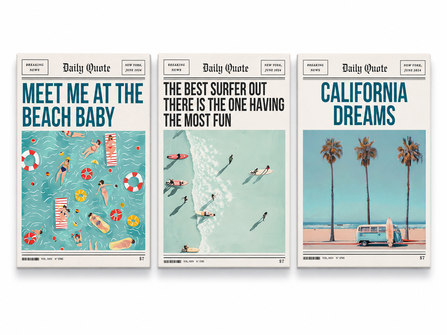Coastal Headlines Canvas Set