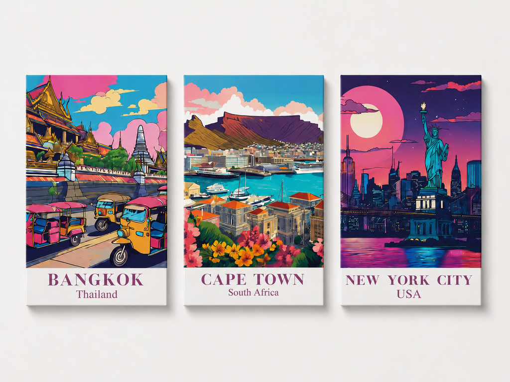 Travel Poster Canvas Set