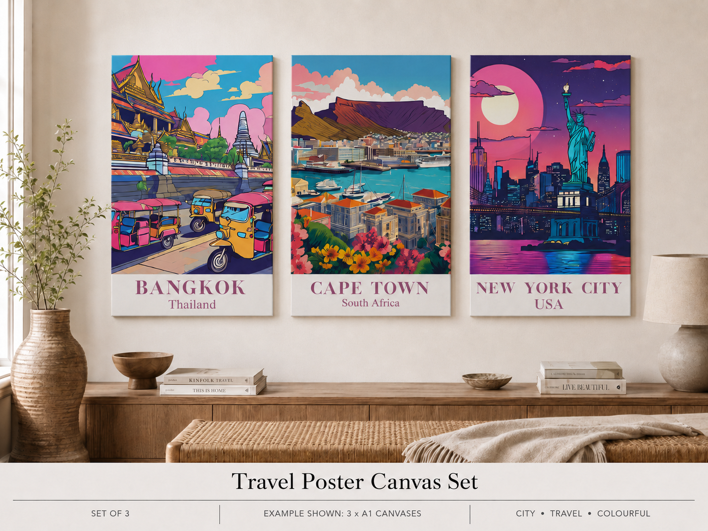 Travel Poster Canvas Set